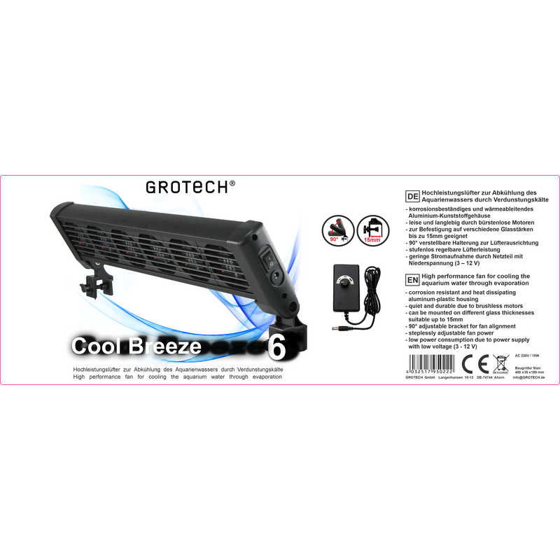 GroTech Cool Breeze 6-fold aquarium fan battery / adjustable