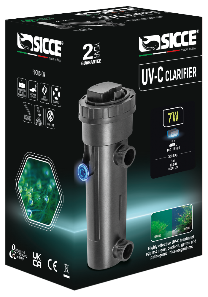 Sicce UV-C Klärer 7W (Durchfluss max. 200-500 l/h) Sicce UV-C Klärer 7W (Durchfluss max. 200-500 l/h)
